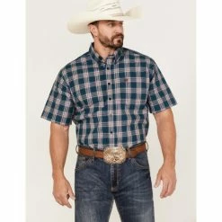 Best Sale 🛒 Cinch Men's Large Teal Plaid Short Sleeve Button-Down Western 👕 Shirt ⭐