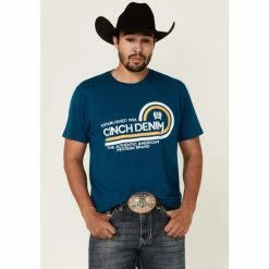 Best deal π Cinch Men's Heather Teal The Brand Logo Graphic Short Sleeve T-Shirt π₯°