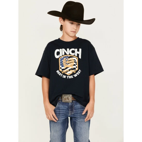 Outlet β Cinch Boys' Best In The West Logo Graphic T-Shirt Navy π€©